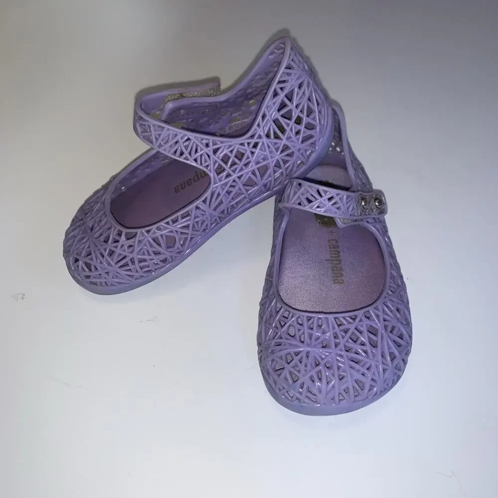 Mini Melissa Campana Zig Zag Purple Jelly Flats Kids Siz 6 HTF